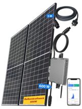 Balkonkraftwerk 600W Steckdose Solaranlage Komplettset - Die Originale Balkon Solaranlage - 2x 385W Solarmodule, 1x 600W Wechselrichter (600W ohne Halterung) - 1