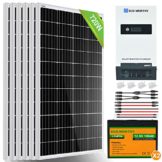 ECO-WORTHY 720W 24V Solarmodul System komplettes Kit für Wohnmobil/Haushalt: 6 * 120W Solarpanel + 1500W 24V All-in-One Solar Wechselrichter + 2 * 100Ah Lithiumbatterien - 1