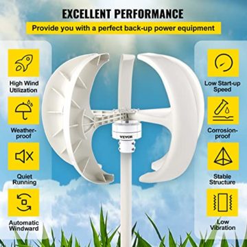 VEVOR Windgenerator 600 W 12 V Solargenerator Turbine Generator Laterne tragbar - 5