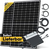 WATTFABRIK Balkonkraftwerk 600W Steckdose - Solaranlage Komplettset - Die Originale Balkon Solaranlage - 2x 385W Solarmodule, 1x 600W Wechselrichter Hoymiles & Zubehör - Photovoltaik Komplettanlage - 1